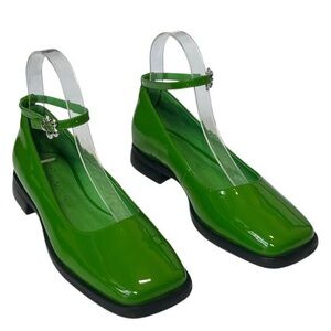 Lisa Says Gah Mia Mary Janes Green Womens Size 7.5 Patent Leather Low Heel